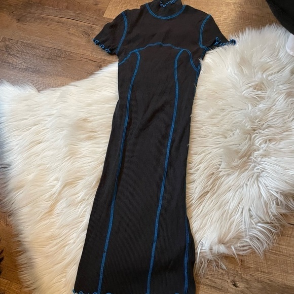 URBAN OUTFITTERS Erin Contrast Stitch Mock Neck Mini Dress - Picture 3 of 4